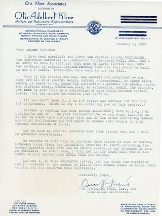Letter to Derleth from Oscar J. Friend