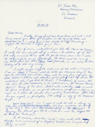 First Page of a Letter to Derleth from Brian Lumley, 21 May 1968