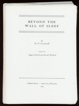 Paged Proof of BEYOND THE WALL OF SLEEP by H. P. Lovecraft (1943)