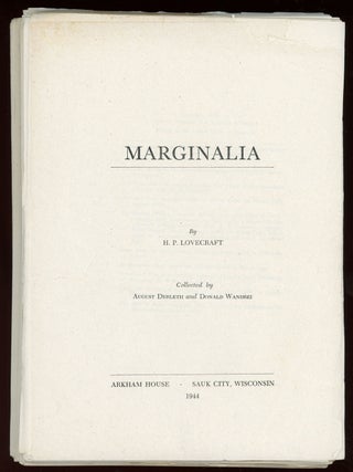 Paged Proof of MARGINALIA by H. P. Lovecraft (1944)