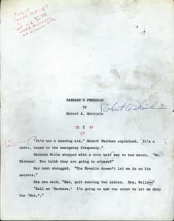 (#103460) "FARNHAM'S FREEHOLD" [novel]. TYPED MANUSCRIPT, SIGNED (TMsS), the first third of the novel , first carbon copy. Robert A. Heinlein.