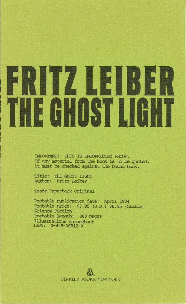 (#104603) THE GHOST LIGHT. Fritz Leiber.
