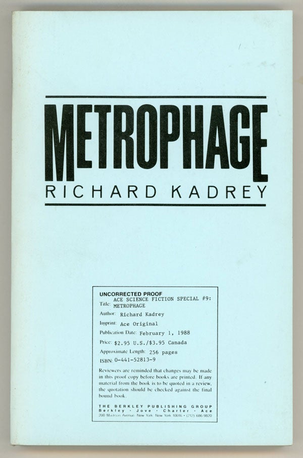 (#106045) METROPHAGE. Richard Kadrey.