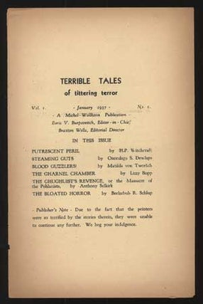 #110339) TERRIBLE TALES OF TITTERING TERROR. January 1937 ., John B. Michel, Donald A. Wollheim,...