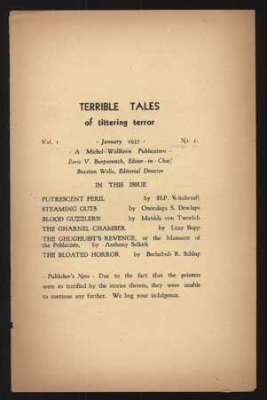(#110339) TERRIBLE TALES OF TITTERING TERROR. January 1937 ., John B. Michel, Donald A. Wollheim, number 1 volume 1.