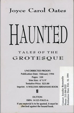 #110665) HAUNTED: TALES OF THE GROTESQUE. Joyce Carol Oates
