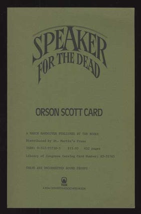 #112266) SPEAKER FOR THE DEAD. Orson Scott Card