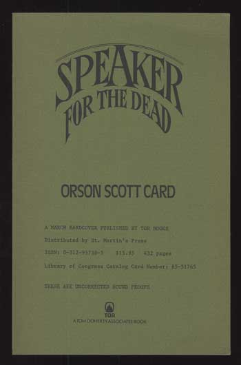 (#112266) SPEAKER FOR THE DEAD. Orson Scott Card.