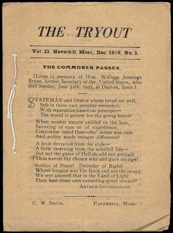 (#114475) THE. December 1926 . TRYOUT, C. W. Smith, number 1 volume 11.