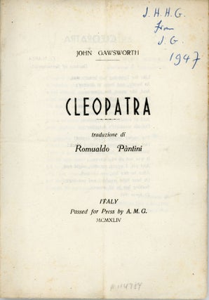 #114784) CLEOPATRA. Traduzione per Romualdo Pantini. John Gawsworth, Terence Ian Fytton Armstrong