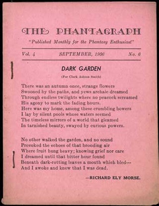 #117137) THE. September 1936 . PHANTAGRAPH, Donald A. Wollheim, number 6 volume 4