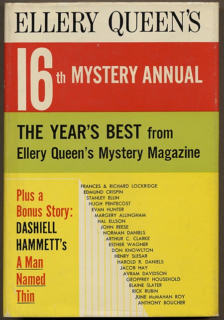(#128047) ELLERY QUEEN'S 16th MYSTERY ANNUAL: THE YEAR'S BEST FROM ELLERY QUEEN'S MYSTERY MAGAZINE. Frederic Dannay, Manfred B. Lee.