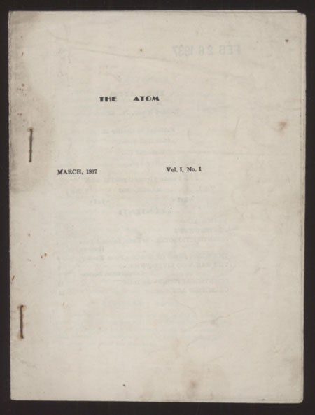 (#128927) THE. March 1937 . Edited Richard Wilson ATOM, Jr, number 1 volume 1.