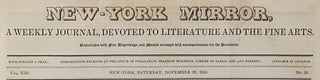 NEW-YORK MIRROR, A WEEKLY JOURNAL, DEVOTED TO LITERATURE AND THE FINE ARTS.