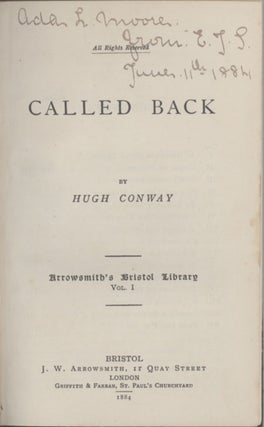 #130798) CALLED BACK ... Arrowsmith's Bristol Library Vol. I. Frederick John Fargus, "Hugh Conway."