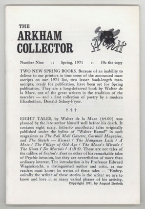 #136556) THE. Spring 1971 . ARKHAM COLLECTOR, August Derleth, number 9