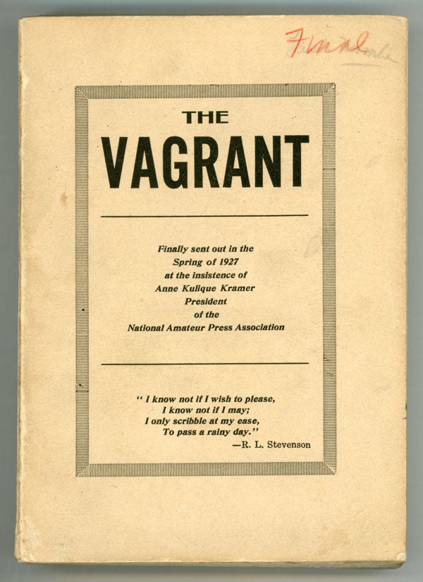 (#147859) THE. Spring 1927 . VAGRANT, W. Paul Cook, number 15.