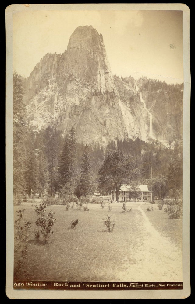 (#153647) [Yosemite Valley] "Sentinel Rock" and "Sentinel Falls." Albumen cabinet photograph. ISAIAH WEST TABER.