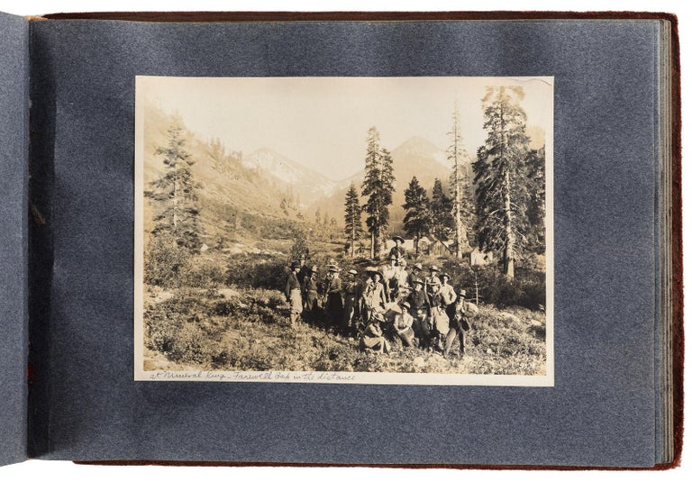(#155570) [High Sierra] Album of approximately 108 gelatin silver photographs recording the 1912 Sierra Club Annual Outing to the Kern River Canyon and Mt. Whitney, Volcano Creek, Mineral King, Farewell Gap, and other locations in or near Sequoia National Park. SIERRA CLUB.