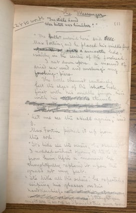 THE MESSENGER [Novelette]. Original handwritten manuscript, corrected throughout in Chambers' hand. 104 pages, written in pencil on the rectos of ruled paper measuring 32x20 cm. Not dated, but written circa 1896-1897.