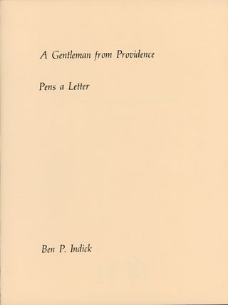 #160242) A GENTLEMAN FROM PROVIDENCE PENS A LETTER. Howard Phillips Lovecraft, Benjamin Philip...