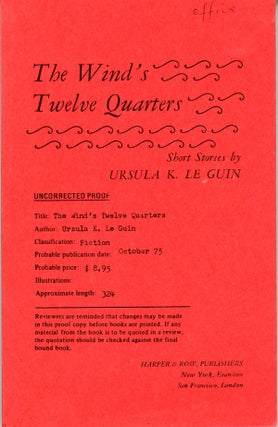 #160288) THE WIND'S TWELVE QUARTERS: SHORT STORIES. Ursula K. Le Guin