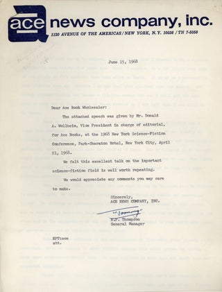 #162832) SPEECH TO THE 1968 NEW YORK SCIENCE FICTION CONFERENCE, PARK-SHERATON HOTEL, NEW YORK...