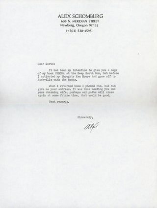 #162850) TYPED NOTE SIGNED (TNS). 1 page, not dated [circa 1986], to "Dear David" [David G....