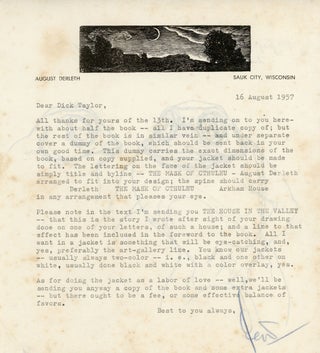 #162851) TYPED LETTER SIGNED (TLS). 1 page, dated 16 August 1957, to "Dear Dick Taylor" [Richard...