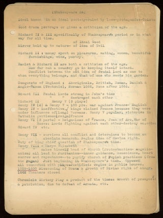 #162874) COLLEGE COURSE NOTES, probably circa 1937. Approximately fifty leaves, one leaf typed on...