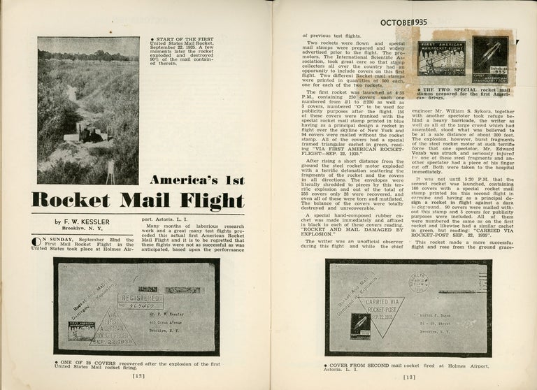 (#163925) Rocket Mail, THE AIRPOST JOURNAL. October 1935 ., Walter J. Conrath, number 1 volume 7.