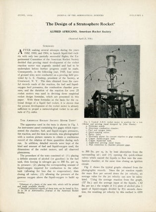 #163929) THE DESIGN OF A STRATOSPHERE ROCKET ... [cover title]. Alfred Africano