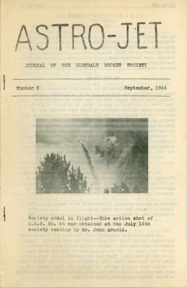 (#163930) ASTRO-JET: JOURNAL OF THE GLENDALE ROCKET SOCIETY. September 1944, number 9.