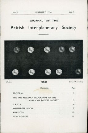 #163941) JOURNAL OF THE BRITISH INTERPLANETARY SOCIETY. February 1936, number 1 volume 3