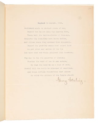 69 TYPED MANUSCRIPT POEMS (TMsS.), EACH SIGNED BY STERLING.