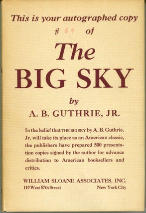 #164555) THE BIG SKY. A. B. Guthrie, Jr