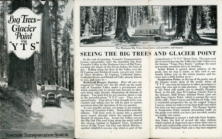 (#164817) Big Trees -- Glacier Point via "Y T S" Yosemite Transportation System [cover title]. YOSEMITE TRANSPORTATION SYSTEM.