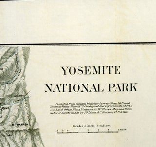Yosemite National Park compiled from Captain Wheeler's Survey (Sheet 56 D and Yosemite and Yosemite Valley Sheet), U.S. Geological Survey (Yosemite Sheet), U.S. Land Office Plats, Lieutenant McClure[']s map, and from notes of scouts made by 1st. Lieut. H. C. Benson, 4th. U.S. Cav. Scale: 1 inch-4 miles.