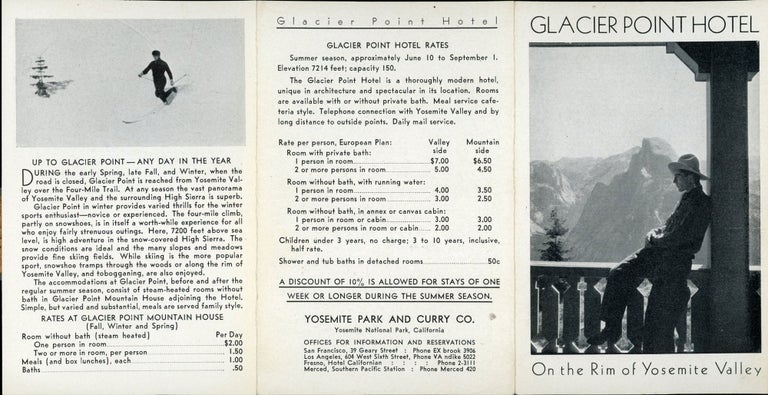 (#164829) Glacier Point Hotel on the rim of Yosemite Valley [cover title]. YOSEMITE PARK AND CURRY COMPANY.