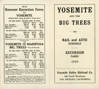 #164894) Yosemite and the Big Trees. Rail and auto schedule. Excursion fares 1919. Yosemite...