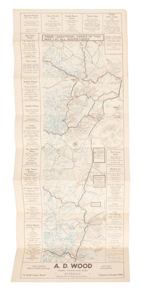 (#164905) Tourist map of the eastern High Sierra from Sierraville, California, south to Olancha, California [title supplied]. HAYDEN MAP CO.