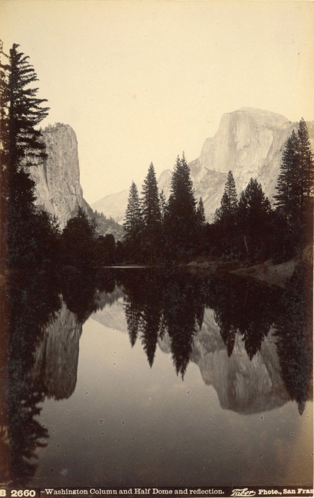 (#164938) [Yosemite Valley] Washington Column and Half Dome and reflection. Albumen photograph. ISAIAH WEST TABER.