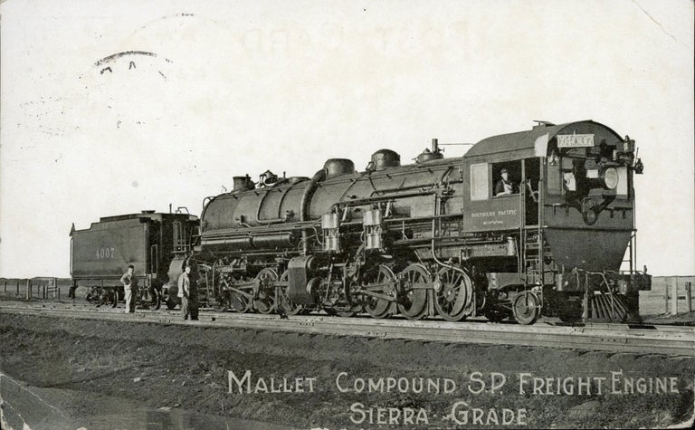 (#165025) MALLET COMPOUND S. P. FREIGHT ENGINE SIERRA GRADE. Real photo post card (RPPC). Railroads, Southern Pacific Railroad.
