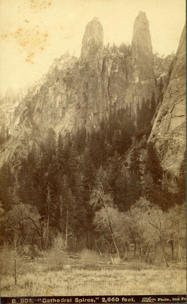 (#165040) [Yosemite Valley] "Cathedral Spires," 2,660 feet. Albumen cabinet photograph. ISAIAH WEST TABER.
