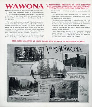 Yosemite Mariposa Big Trees "The Horseshoe Route" ... Make all arrangements for this trip thru the offices of the Peck-Judah Co. San Francisco 672 Market St. Seattle 118 Cherry St. Los Angeles 623 So. Spring St. Tickets on sale at principal railroad offices in California [cover title].
