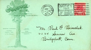 #165110) Illustrated envelope for the Sequoia Hotel, Fresno, California. SEQUOIA HOTEL