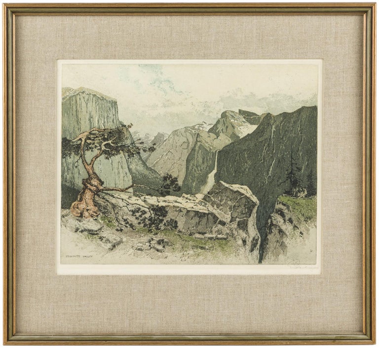 (#165125) Yosemite Valley from Artist's Point. Color etching. JOSEF EIDENBERGER.