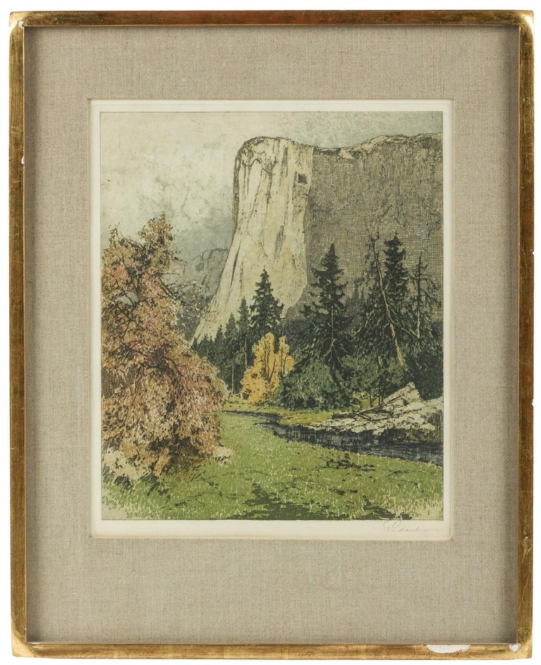 (#165126) El Capitan, Yosemite Valley. Color etching. JOSEF EIDENBERGER.