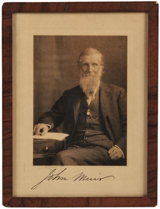 #165133) Photograph of John Muir, signed by him in ink beneath the image. JOHN MUIR