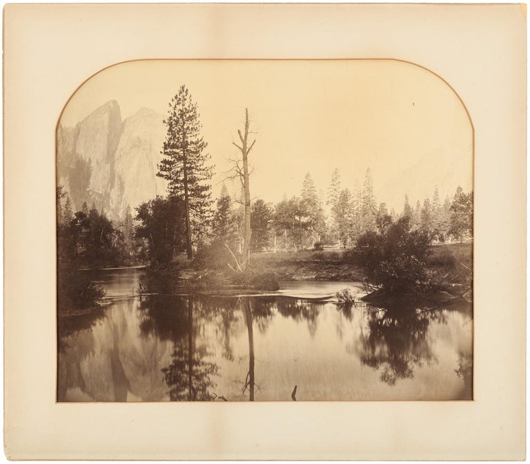 (#165135) [Yosemite Valley] View down the valley, from the Ferry Bend, Merced River and Cathedral Rocks. Albumen print. CARLETON E. WATKINS.